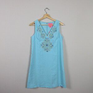Lilly Pulitzer Penelope Shift Mini Dress Embellished Rhinestones 00 Blue 314